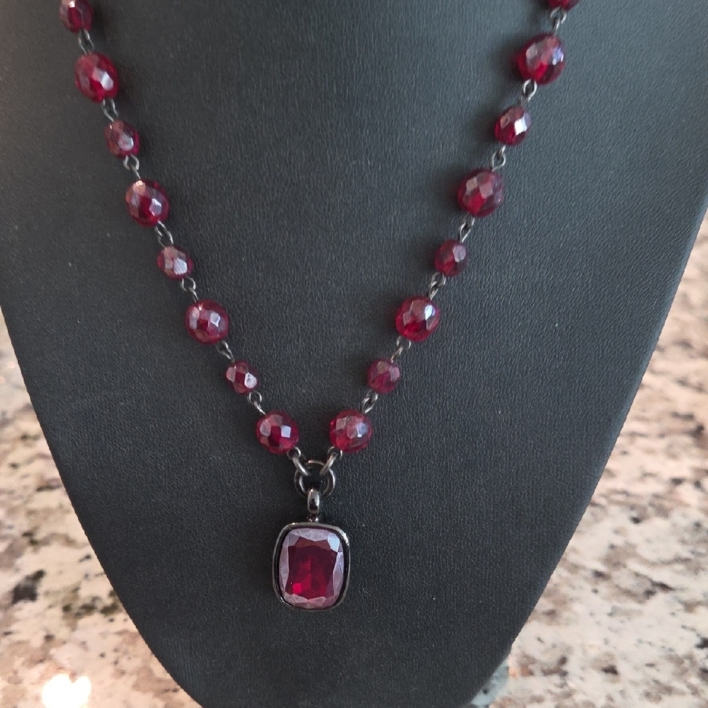 Carolee Deep Red Beaded Necklace